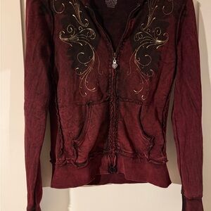 Sinful Burgundy Zip up Hoodie